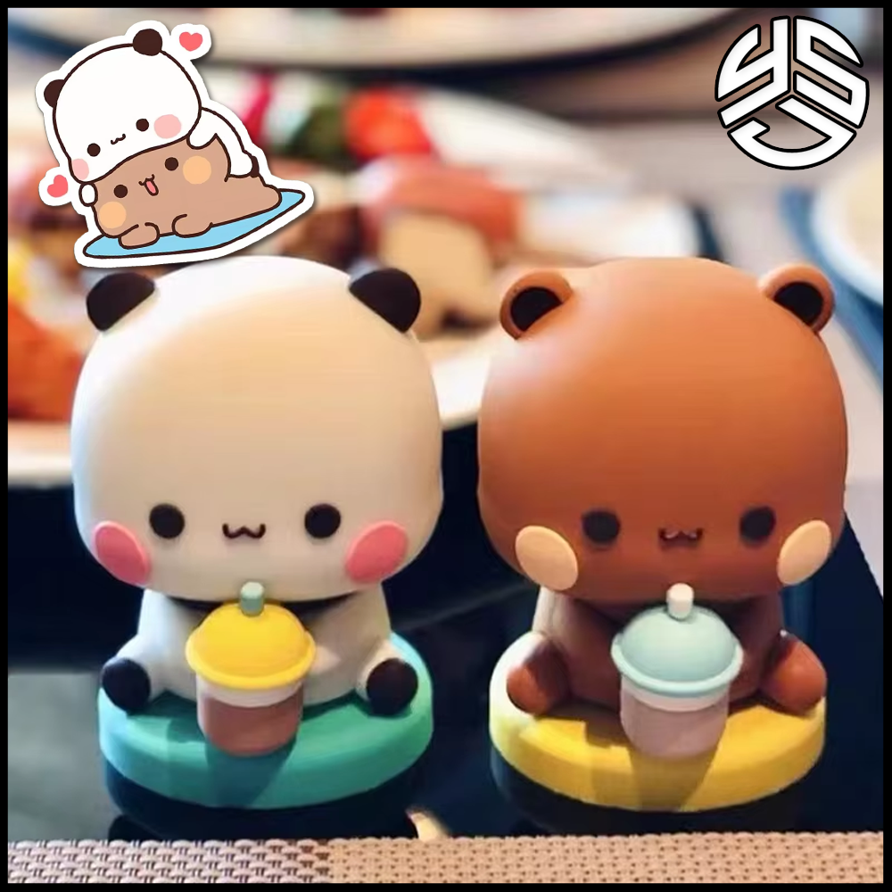 Cute Bear & Panda Figurines – Kawaii Iced Drink Edition [BULK ORDERS]