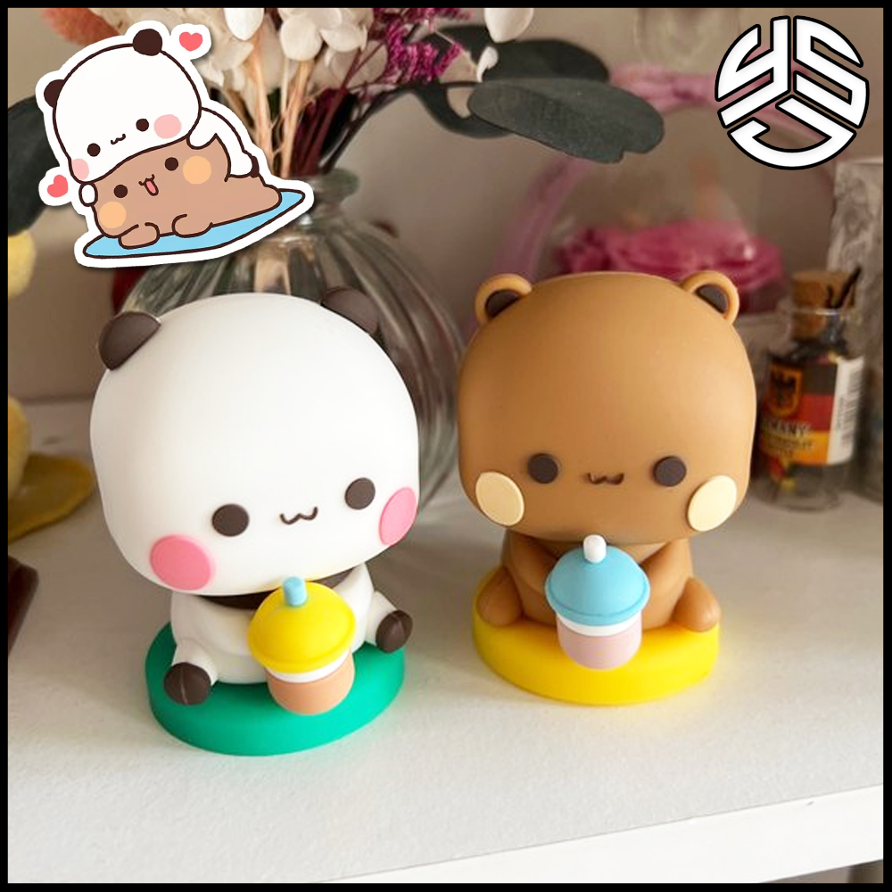 Cute Bear & Panda Figurines – Kawaii Iced Drink Edition [BULK ORDERS]