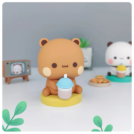 Cute Bear & Panda Figurines – Kawaii Iced Drink Edition [BULK ORDERS]